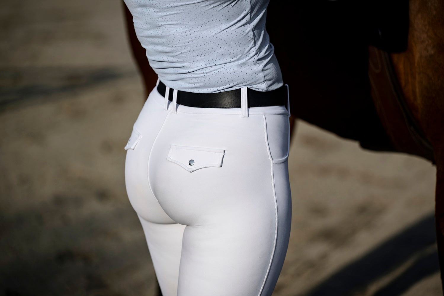 Wilma Sport Classic Hybrid Breeches in Pure White, back view on model